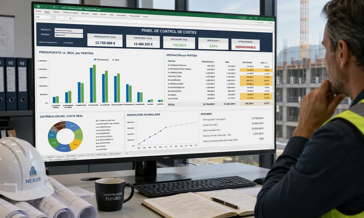 Plantilla Excel para control de costes en obra (gratis, con fórmulas) 2026